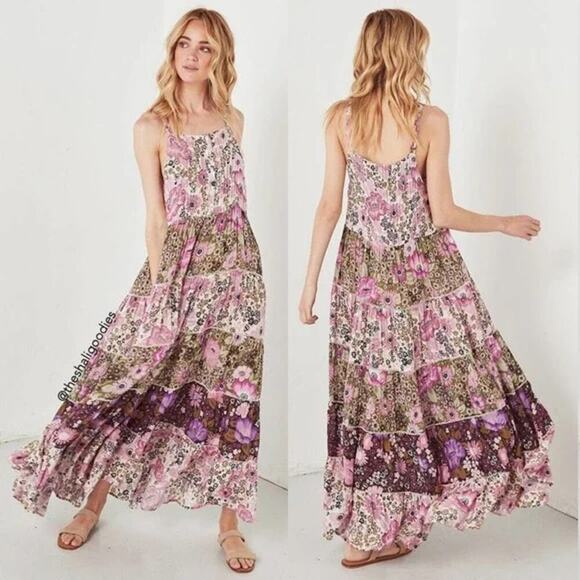 Spell & The Gypsy Collective Women's Desert Daisy Maxi Tiered Dress Lilac Floral - Picture 2 of 12